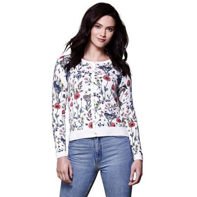 Ivory floral knitted cardigan